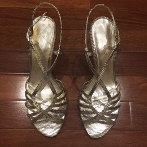 Strappy Silver Heeled Sandals